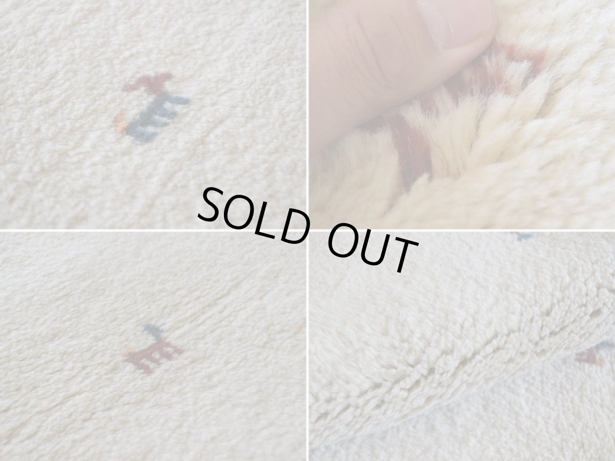 画像17: 新品 ペルシャ ギャッベ 縦1.2m アクセント ラグ サイズ 115 x 75 cm No.488 超肉厚 天然 草木染 ウール 手織り ハンドメイド ギャベ マット カーペット  動物 鹿 民族柄 生成り クリーム 白 ホワイト (17)