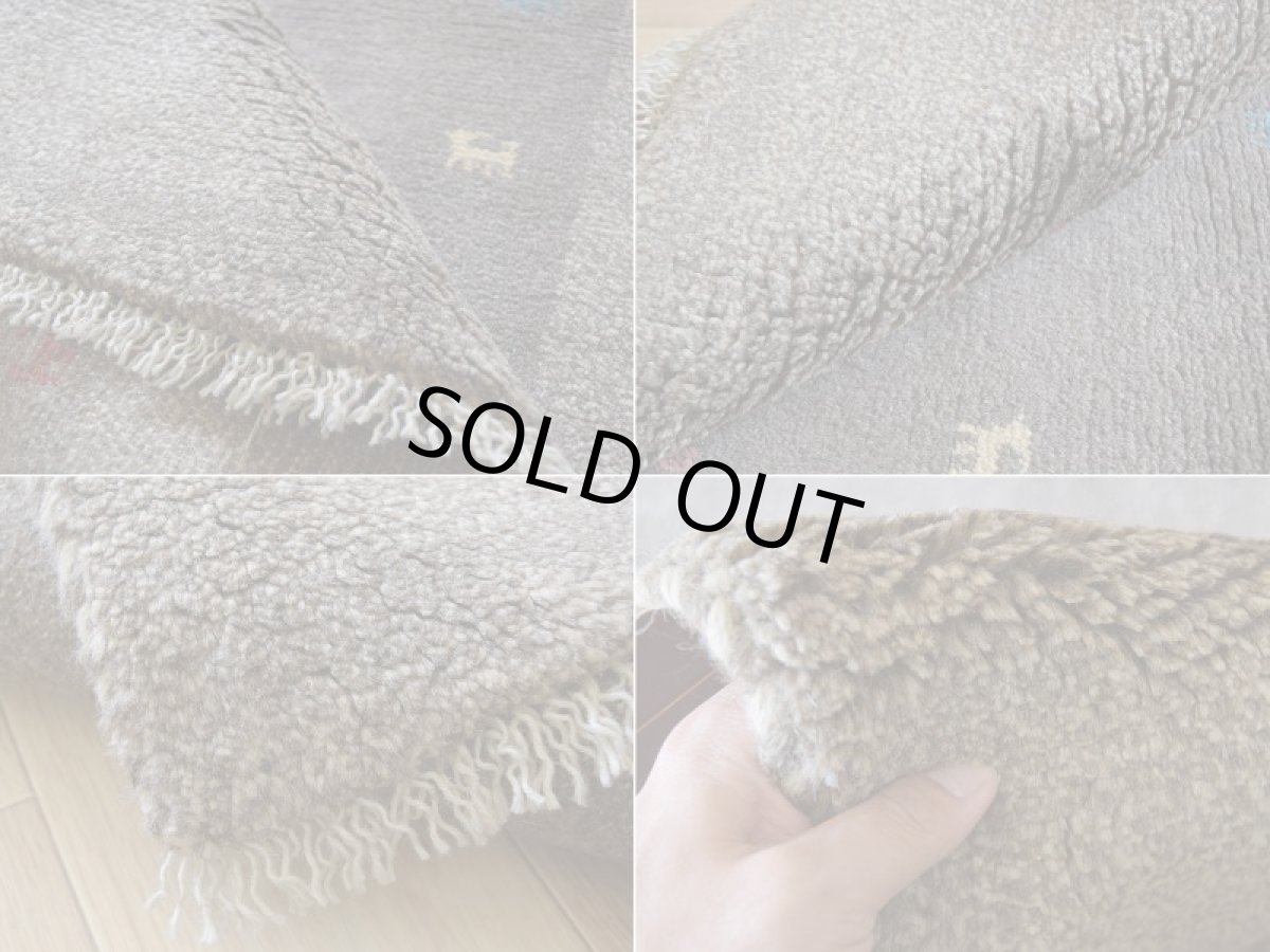 画像18: 新品 ペルシャ ギャッベ 縦1.2m アクセント ラグ サイズ 115 x 75 cm No.484 肉厚 天然 草木染 ウール 手織り ハンドメイド ギャベ マット カーペット シンプル 動物 鹿 民族柄 グレー n-484-11575s57 (18)