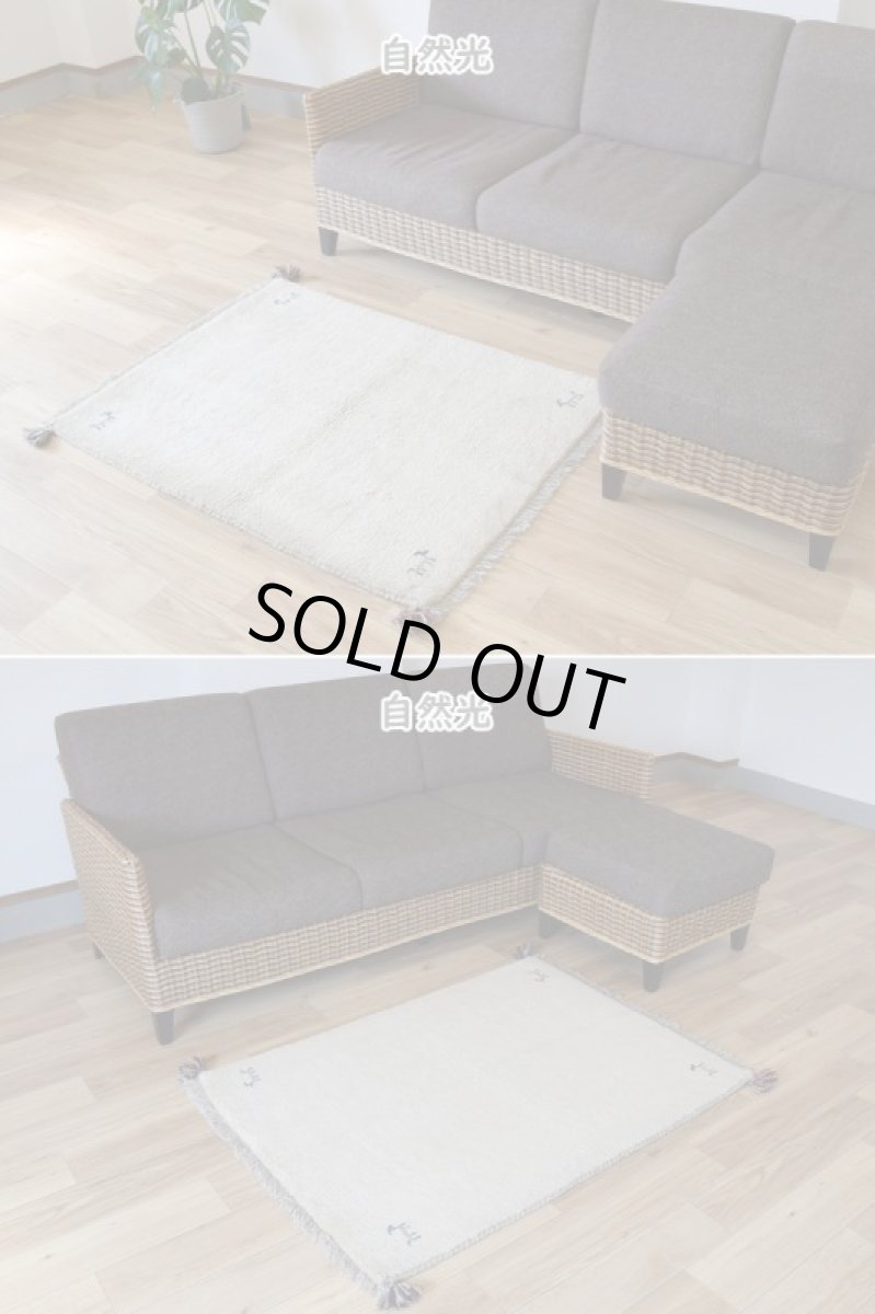 画像6: 新品 ペルシャ ギャッベ 縦1.2m アクセント ラグ サイズ 110 x 80 cm No.473 肉厚 天然 草木染 ウール 手織り ハンドメイド ギャベ マット カーペット  動物 鹿 民族柄 生成り クリーム 白 ホワイト n-473-11080s57 (6)