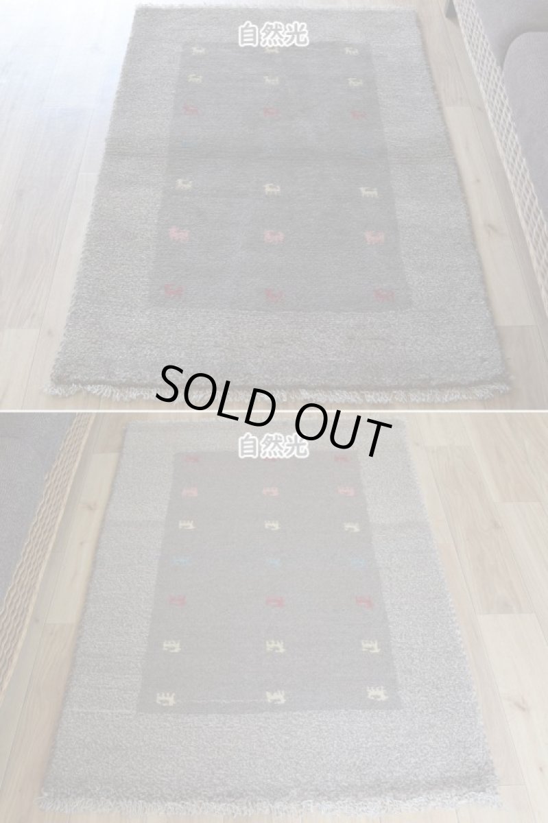画像5: 新品 ペルシャ ギャッベ 縦1.2m アクセント ラグ サイズ 115 x 75 cm No.484 肉厚 天然 草木染 ウール 手織り ハンドメイド ギャベ マット カーペット シンプル 動物 鹿 民族柄 グレー n-484-11575s57 (5)