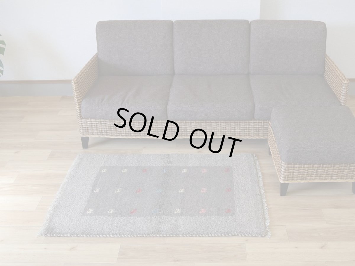 画像2: 新品 ペルシャ ギャッベ 縦1.2m アクセント ラグ サイズ 115 x 75 cm No.484 肉厚 天然 草木染 ウール 手織り ハンドメイド ギャベ マット カーペット シンプル 動物 鹿 民族柄 グレー n-484-11575s57 (2)