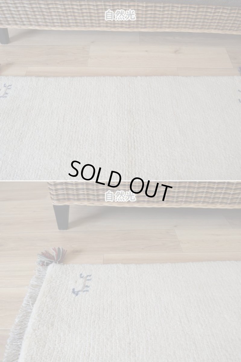 画像5: 新品 ペルシャ ギャッベ 縦1.2m アクセント ラグ サイズ 110 x 80 cm No.473 肉厚 天然 草木染 ウール 手織り ハンドメイド ギャベ マット カーペット  動物 鹿 民族柄 生成り クリーム 白 ホワイト n-473-11080s57 (5)