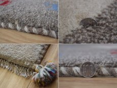 画像20: 新品 ペルシャ ギャッベ 縦1.2m アクセント ラグ サイズ 112 x 80 cm No.478 肉厚 天然 草木染 ウール 手織り ハンドメイド ギャベ マット カーペット 動物 鹿 山 民族柄 グレー n-478-112080s57-89 (20)
