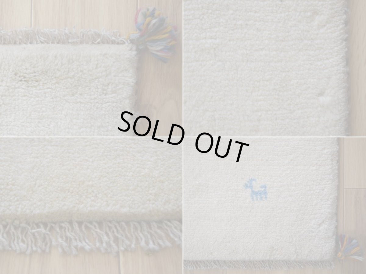画像19: 新品 ペルシャ ギャッベ 縦1.2m アクセント ラグ サイズ 120 x 75 cm No.487 肉厚 天然 草木染 ウール 手織り ハンドメイド ギャベ マット カーペット  動物 鹿 民族柄 生成り クリーム 白ホワイト系 n-487-120075s57-89 (19)