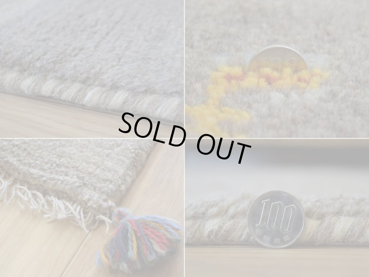 画像20: 新品 ペルシャ ギャッベ 縦1.2m アクセント ラグ サイズ 115 x 80 cm No.468 肉厚 天然 草木染 ウール 手織り ハンドメイド ギャベ マット カーペット 動物 鹿 民族柄 グレー グラデーション n-468-11580s57 (20)