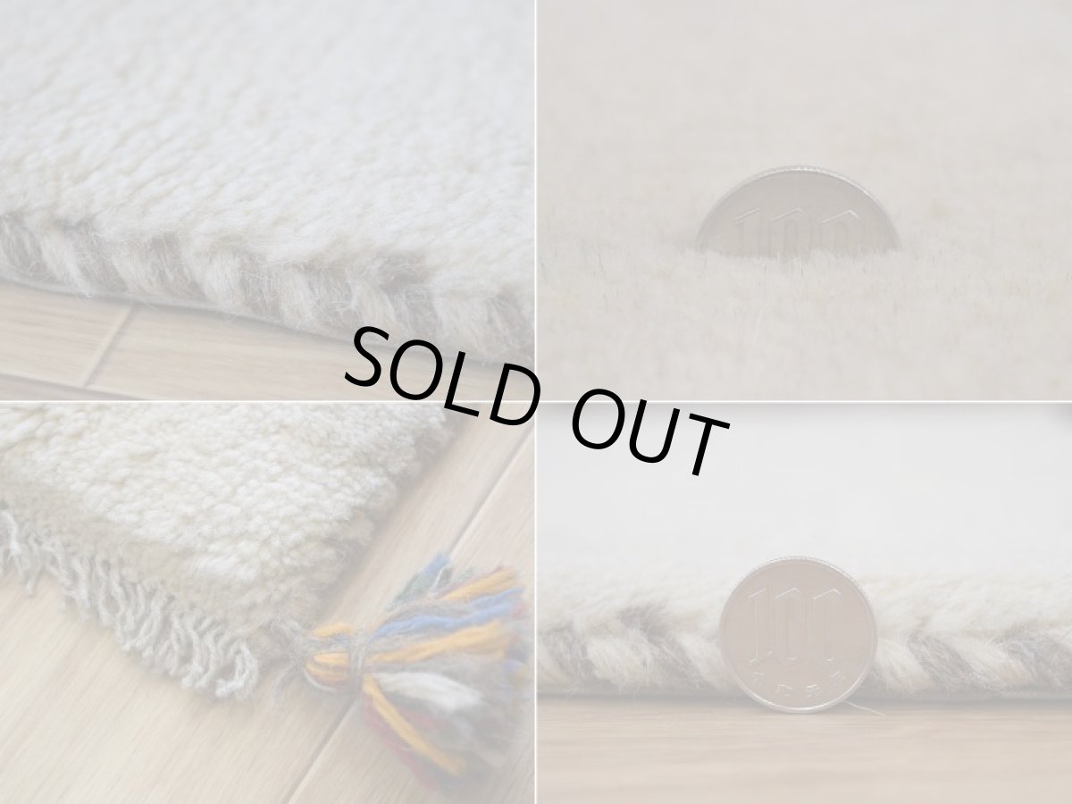 画像20: 新品 ペルシャ ギャッベ 縦1.2m アクセント ラグ サイズ 120 x 75 cm No.487 肉厚 天然 草木染 ウール 手織り ハンドメイド ギャベ マット カーペット  動物 鹿 民族柄 生成り クリーム 白ホワイト系 n-487-120075s57-89 (20)