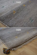 画像10: 新品 ペルシャ ギャッベ 縦1.2m アクセント ラグ サイズ 115 x 80 cm No.468 肉厚 天然 草木染 ウール 手織り ハンドメイド ギャベ マット カーペット 動物 鹿 民族柄 グレー グラデーション n-468-11580s57 (10)