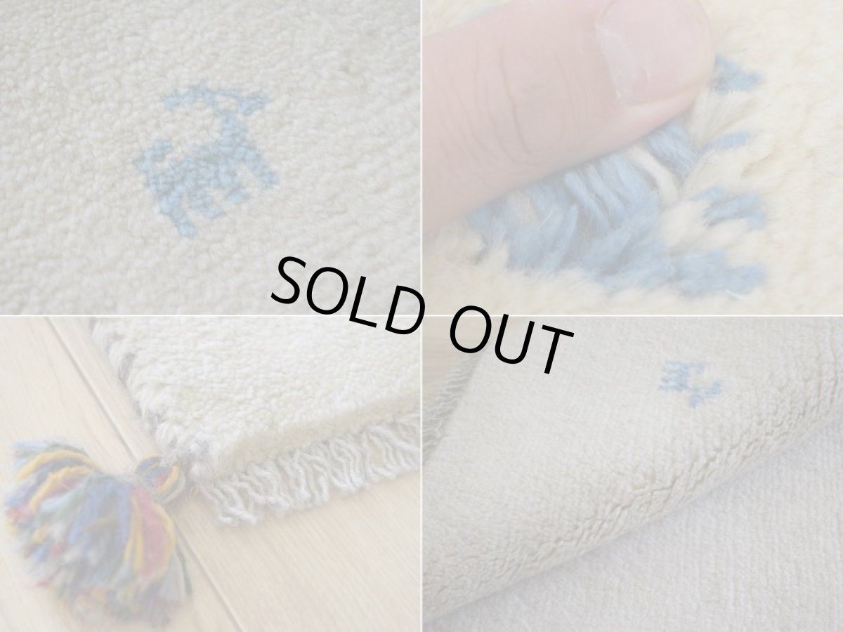 画像17: 新品 ペルシャ ギャッベ 縦1.2m アクセント ラグ サイズ 120 x 75 cm No.487 肉厚 天然 草木染 ウール 手織り ハンドメイド ギャベ マット カーペット  動物 鹿 民族柄 生成り クリーム 白ホワイト系 n-487-120075s57-89 (17)