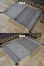 画像8: 新品 ペルシャ ギャッベ 縦1.2m アクセント ラグ サイズ 115 x 80 cm No.468 肉厚 天然 草木染 ウール 手織り ハンドメイド ギャベ マット カーペット 動物 鹿 民族柄 グレー グラデーション n-468-11580s57 (8)