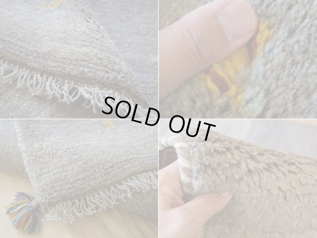 画像18: 新品 ペルシャ ギャッベ 縦1.2m アクセント ラグ サイズ 115 x 80 cm No.468 肉厚 天然 草木染 ウール 手織り ハンドメイド ギャベ マット カーペット 動物 鹿 民族柄 グレー グラデーション n-468-11580s57 (18)