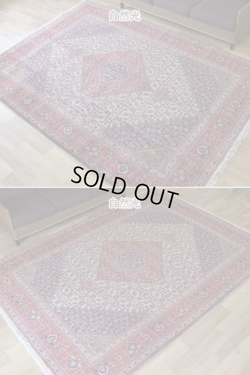 画像7: 良品 ペルシャ 絨毯 タブリーズ 縦3m 横2m 6㎡ 〜6帖 リビング ダイニング 3人掛けソファ コーナーソファ 大判 サイズ 300 x 210 cm No.A145 天然 ウール 手織り トライバル ラグ 敷物 マット カーペット メダリオン マヒ ヘラティ 柄 ヴィンテージ ビンテージ 生成り色 クリーム b-A145-300210h014-035 (7)