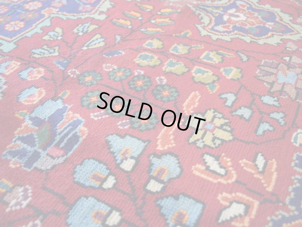 画像11: 良品 ペルシャ 絨毯 タブリーズ 縦3m 横2m 6㎡ 〜6帖 リビング ダイニング 3人掛けソファ コーナーソファ 大判 サイズ 305 x 207 cm No.A104 天然 ウール 手織り トライバル ラグ 敷物 マット カーペット メダリオン ヴィンテージ ビンテージ 赤 b-A104-305207h014-035 (11)