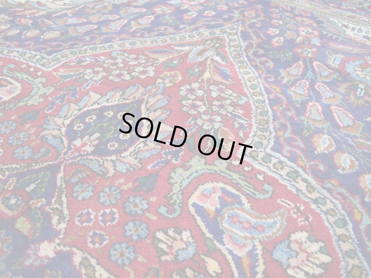 画像11: 良品 ペルシャ 絨毯 タブリーズ 縦3m 横2m 6㎡ 〜6帖 リビング ダイニング 3人掛けソファ コーナーソファ 大判 サイズ 292 x 206 cm No.A106 天然 ウール 手織り トライバル ラグ 敷物 マット カーペット メダリオン ヴィンテージ ビンテージ 赤 紺 b-A106-292206h014-035 (11)