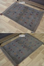 画像7: 新品 ペルシャ ギャッベ 縦1.2m アクセント ラグ サイズ 112 x 80 cm No.437 超肉厚 天然 草木染 ウール 手織り ハンドメイド ギャベ マット カーペット シンプル 生命の樹 動物 鹿 柄 グレー カラフル n-437-11280s57 (7)