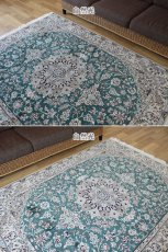 画像7: 新品 ペルシャ 絨毯 ナイン 産 9la 縦2m 横1.5m 3㎡ 〜3帖 リビング ダイニング 3人掛けソファ サイズ 205 x 150 cm No.146 天然 ウール 手織り ハンドメイド トライバル ラグ カーペット エメラルドグリーン (7)