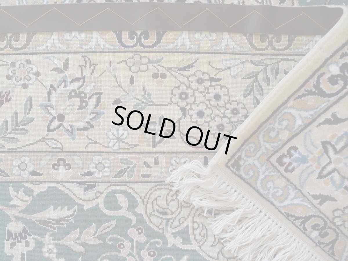 画像15: 新品 ペルシャ 絨毯 ナイン 産 9la 縦2m 横1.5m 3㎡ 〜3帖 リビング ダイニング 3人掛けソファ サイズ 205 x 150 cm No.146 天然 ウール 手織り ハンドメイド トライバル ラグ カーペット エメラルドグリーン (15)