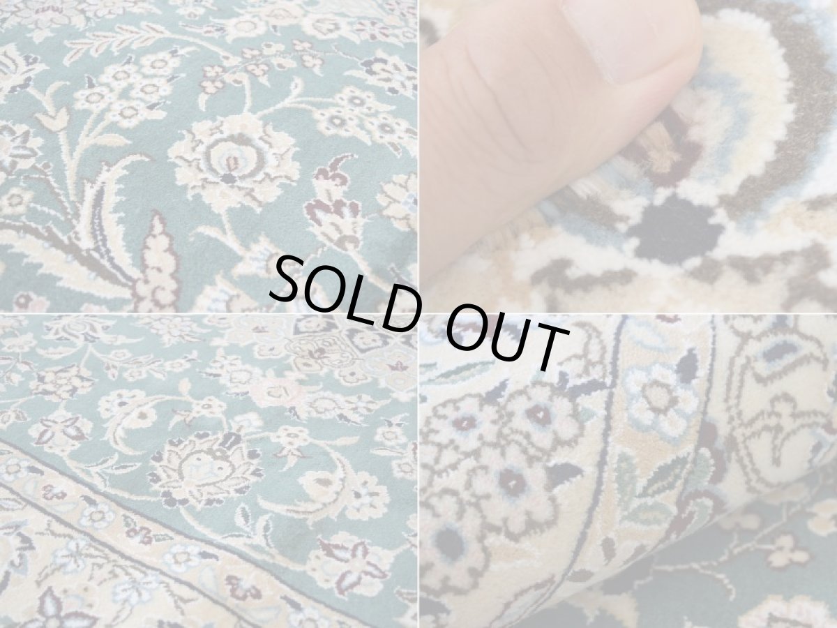 画像17: 新品 ペルシャ 絨毯 ナイン 産 9la 縦2m 横1.5m 3㎡ 〜3帖 リビング ダイニング 3人掛けソファ サイズ 205 x 150 cm No.146 天然 ウール 手織り ハンドメイド トライバル ラグ カーペット エメラルドグリーン (17)