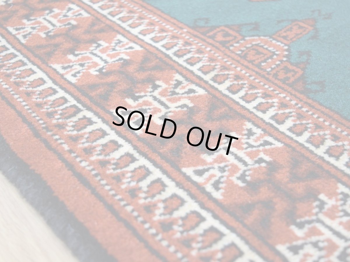 画像13: 新品 ペルシャ 絨毯 トルクメン 縦1.2m 横0.8m アクセント サイズ 123 x 80 cm No.194 天然 肉厚 ウール 手織り ハンドメイド トライバル ラグ マット カーペット 赤 エンジ  グリーン ギュル 幾何学模様 民族柄 n-194-12380s001 (13)