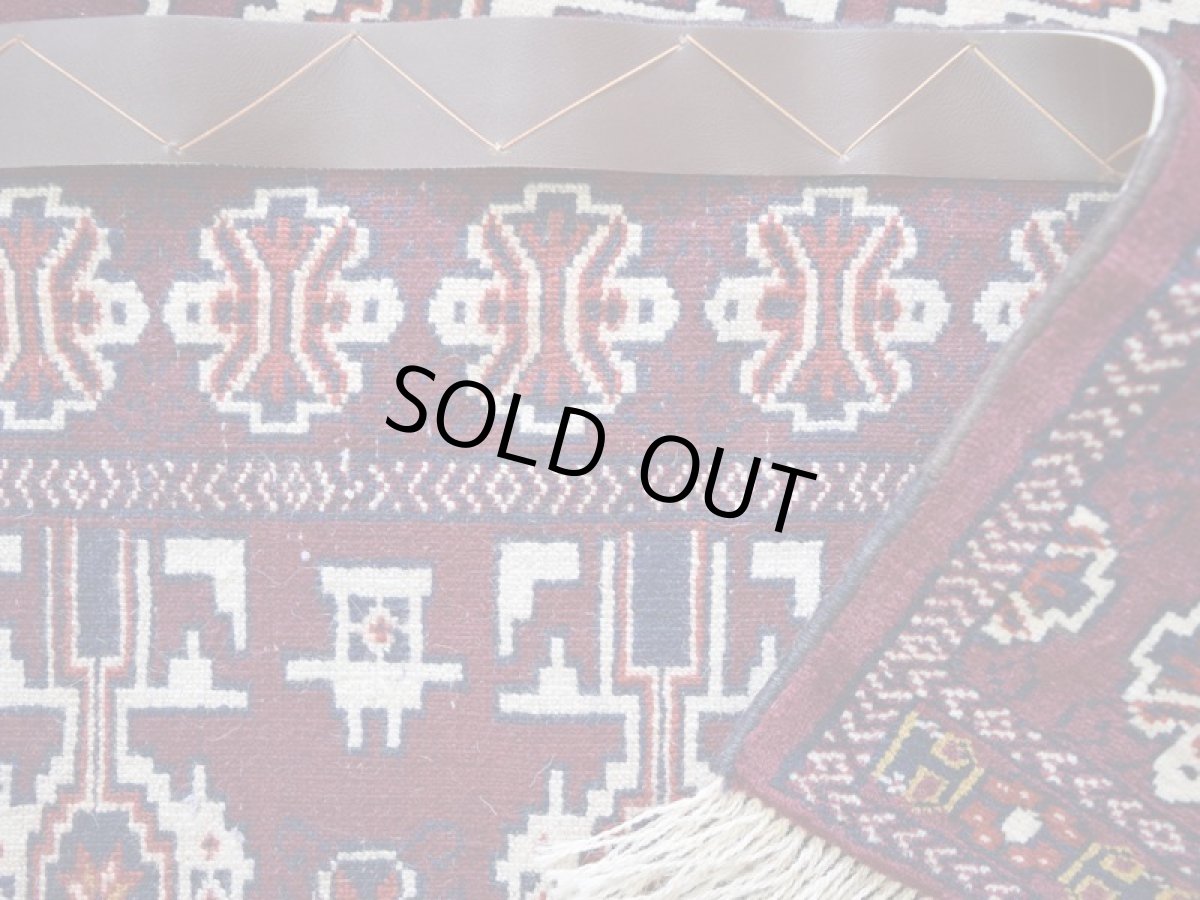 画像15: 新品 ペルシャ 絨毯 トルクメン 縦1.2m 横0.9m アクセント サイズ 114 x 82 cm No.35 天然 肉厚 ウール 手織り ハンドメイド トライバル ラグ マット カーペット 赤 エンジ  グリーン ギュル 幾何学模様 民族柄 n-35-11482s001 (15)