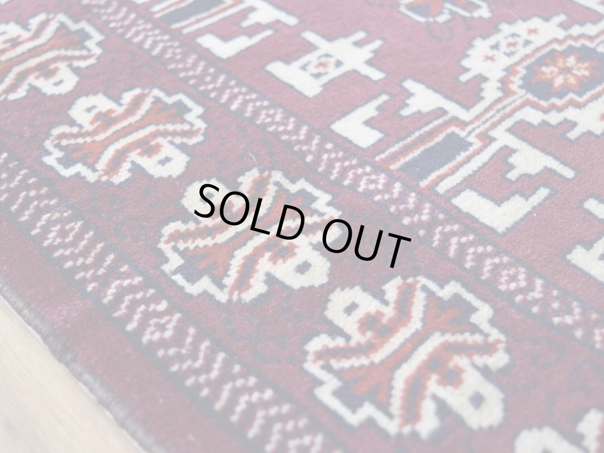 画像12: 新品 ペルシャ 絨毯 トルクメン 縦1.2m 横0.9m アクセント サイズ 114 x 82 cm No.35 天然 肉厚 ウール 手織り ハンドメイド トライバル ラグ マット カーペット 赤 エンジ  グリーン ギュル 幾何学模様 民族柄 n-35-11482s001 (12)