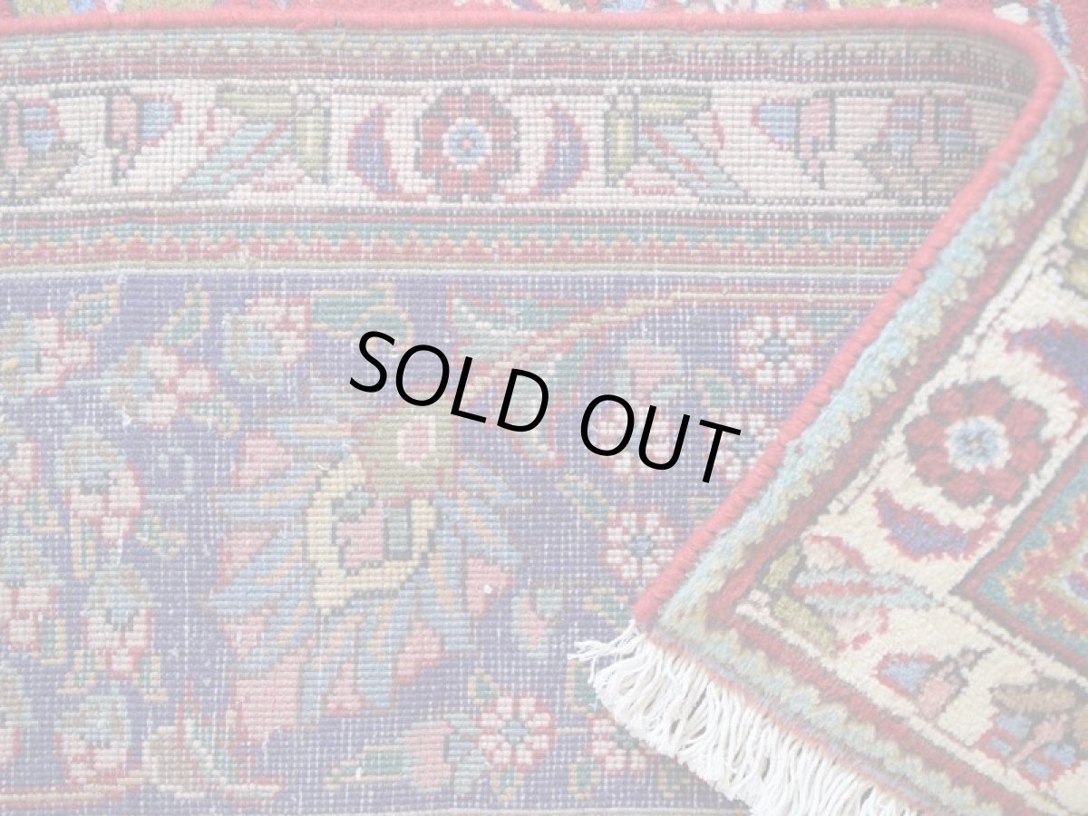 画像16: 良品 ペルシャ 絨毯 タブリーズ 縦3m 横3m 9㎡ 〜8帖 正方形 スクエアタイプ リビング ダイニング 3人掛けソファ コーナーソファ 大判 サイズ 290 x 290 cm No.F153 天然 ウール 手織り トライバル ラグ 敷物 マット カーペット 総柄 オールオーバーデザイン ヴィンテージ ビンテージ 赤 b-F153-290290h076 (16)