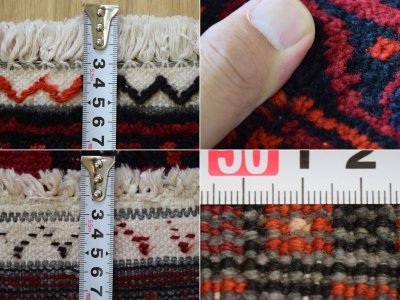 画像3: 良品 ペルシャ 部族絨毯 バルーチ 縦2m 横1.3m 2.7㎡ 〜3帖 リビング ダイニング 2〜3人掛けソファ センターテーブル サイズ 207 x 130 cm No.H12 天然 ウール 手織り トライバル ラグ 敷物 マット カーペット 幾何学模様 ヴィンテージ ビンテージ  b-H12-207130h003p