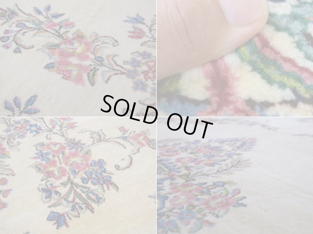 画像17: 美品 ペルシャ 絨毯 ケルマン 産 縦3.4m 横2.5m 8.5㎡ 6帖 リビング ダイニング 客室 3人掛けソファ コーナーソファ 大判 サイズ 338 x 250 cm No.256 天然 ウール 手織り ハンドメイド ラグ マット カーペット 生成り色 エメラルドグリーン 大きなお部屋に 中古品に抵抗のある方にもお勧めです (17)