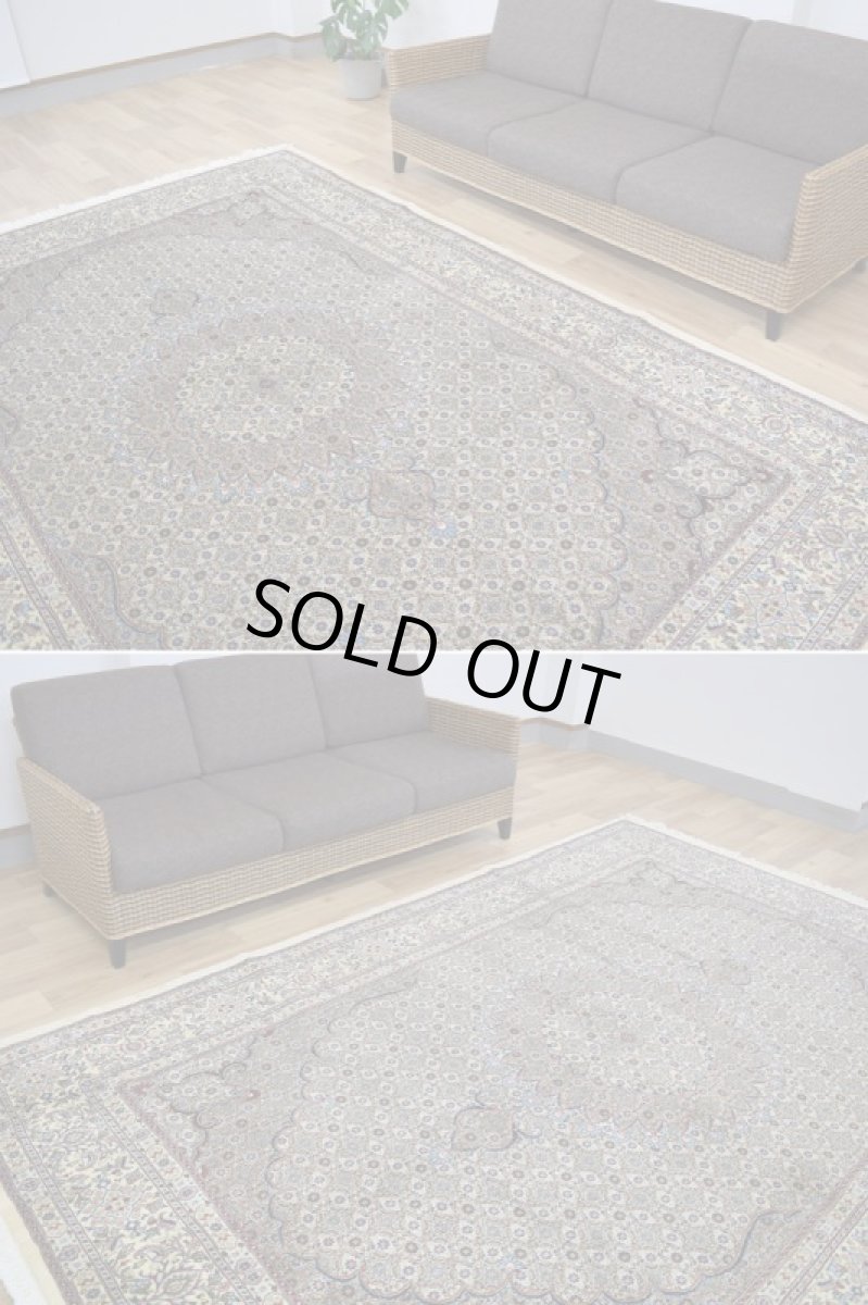 画像5: 新品 ペルシャ 絨毯 ムード産 シェルキャットファルシュ製 縦3m 横2m 6㎡ 〜6帖 リビング ダイニング 客室 大判 サイズ 300 x 200 cm No.511 天然 ウール シルク 手織り ハンドメイド ラグ マット カーペット 敷物 生成り クリーム  マヒ ヘラティ 柄 (5)