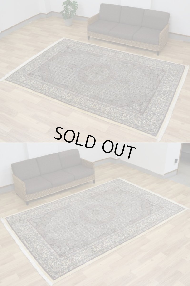 画像4: 新品 ペルシャ 絨毯 ムード産 シェルキャットファルシュ製 縦3m 横2m 6㎡ 〜6帖 リビング ダイニング 客室 大判 サイズ 300 x 200 cm No.511 天然 ウール シルク 手織り ハンドメイド ラグ マット カーペット 敷物 生成り クリーム  マヒ ヘラティ 柄 (4)