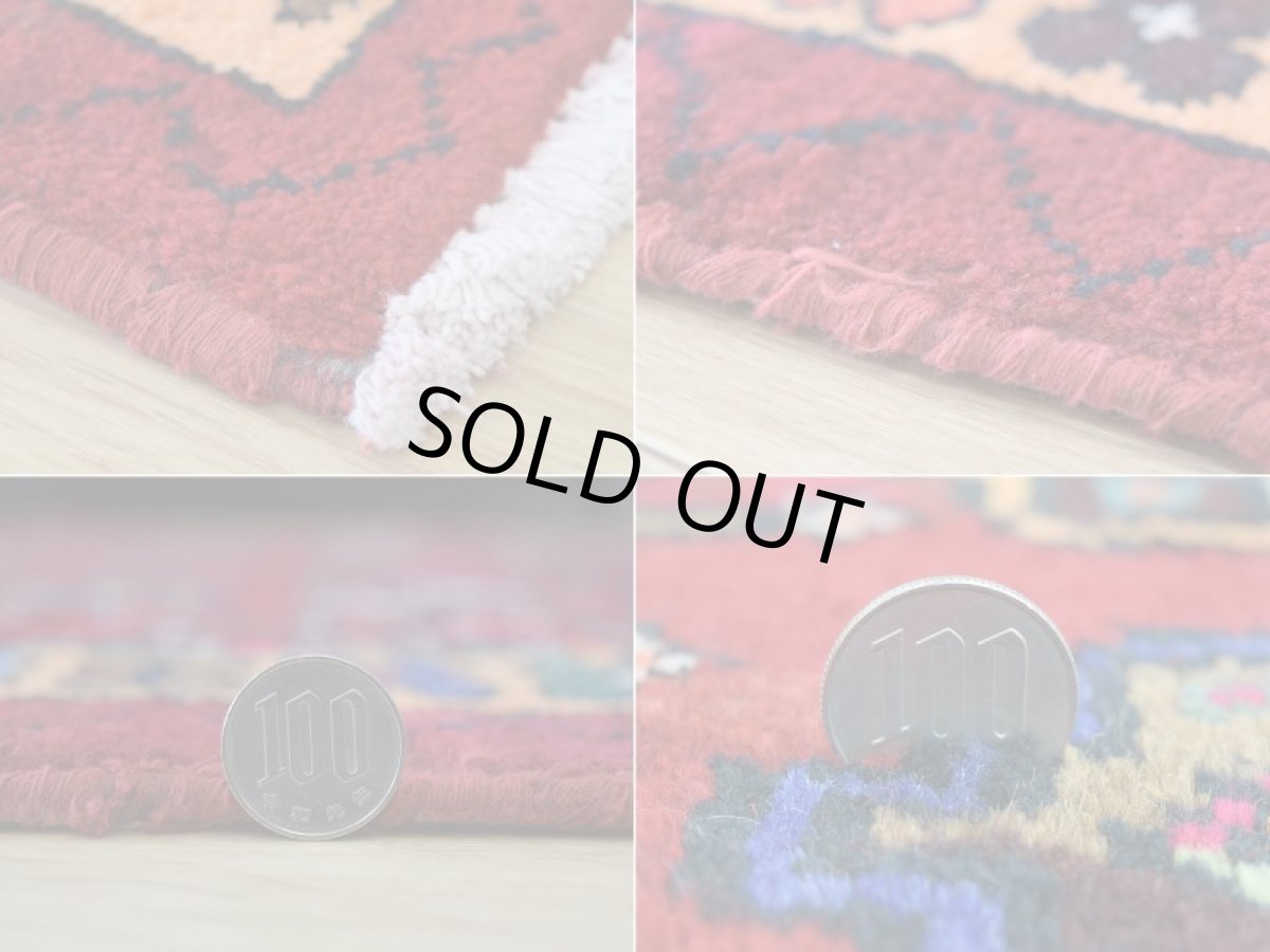 画像20: 良品 ペルシャ 部族絨毯 トルクメン 縦2m 横1.2m 2.2㎡ 〜3帖 リビング ダイニング 2〜3人掛けソファ センターテーブル サイズ 195 x 112 cm No.Z141 天然 肉厚 ウール 手織り トライバル ラグ 敷物 マット カーペット 幾何学模様 ヴィンテージ ビンテージ  赤 カラフル パステルカラー マルチカラー b-z141-195112h57-001 (20)