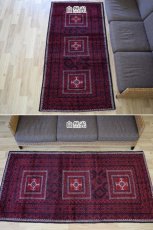 画像2: 中古品 ペルシャ 部族絨毯 バルーチ 縦2.1m 横1.1m 2.3㎡ 〜3帖 リビング ダイニング 2〜3人掛けソファ センターテーブル サイズ 210 x 107 cm No.Z175 天然 ウール 手織り トライバル ラグ 敷物 マット カーペット 幾何学模様 ヴィンテージ ビンテージ  c-z175-210107h57-001 (2)