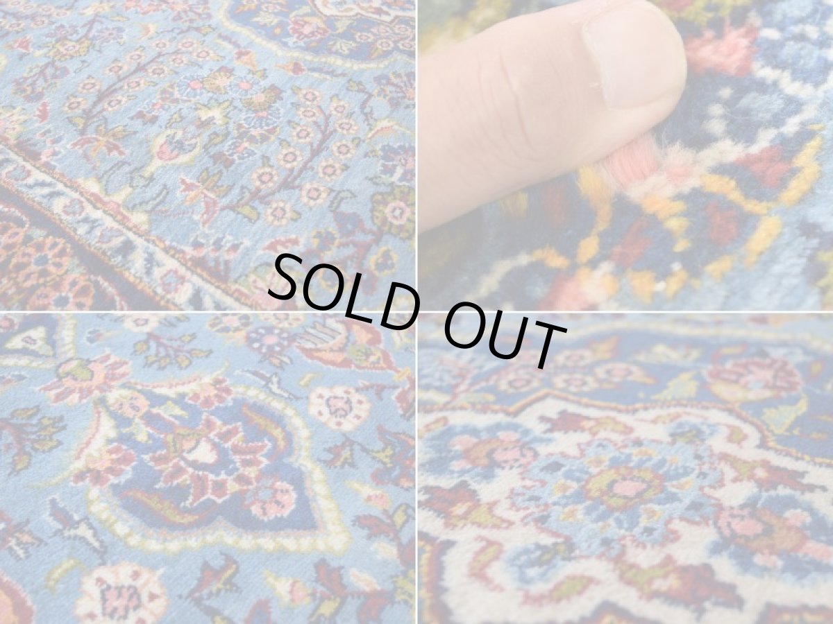 画像16: 良品 ペルシャ 絨毯 ヤズド 縦2.1m 横1.5m 3㎡ 〜3帖 リビング ダイニング 2〜3人掛けソファ センターテーブル サイズ 203 x 149 cm No.E131 天然 肉厚 ウール 手織り トライバル ラグ 敷物 マット カーペット ヴィンテージ ビンテージ  水色 赤 b-e131-203149h024-055 (16)