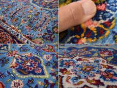 画像16: 良品 ペルシャ 絨毯 ヤズド 縦2.1m 横1.5m 3㎡ 〜3帖 リビング ダイニング 2〜3人掛けソファ センターテーブル サイズ 203 x 149 cm No.E131 天然 肉厚 ウール 手織り トライバル ラグ 敷物 マット カーペット ヴィンテージ ビンテージ  水色 赤 b-e131-203149h024-055 (16)