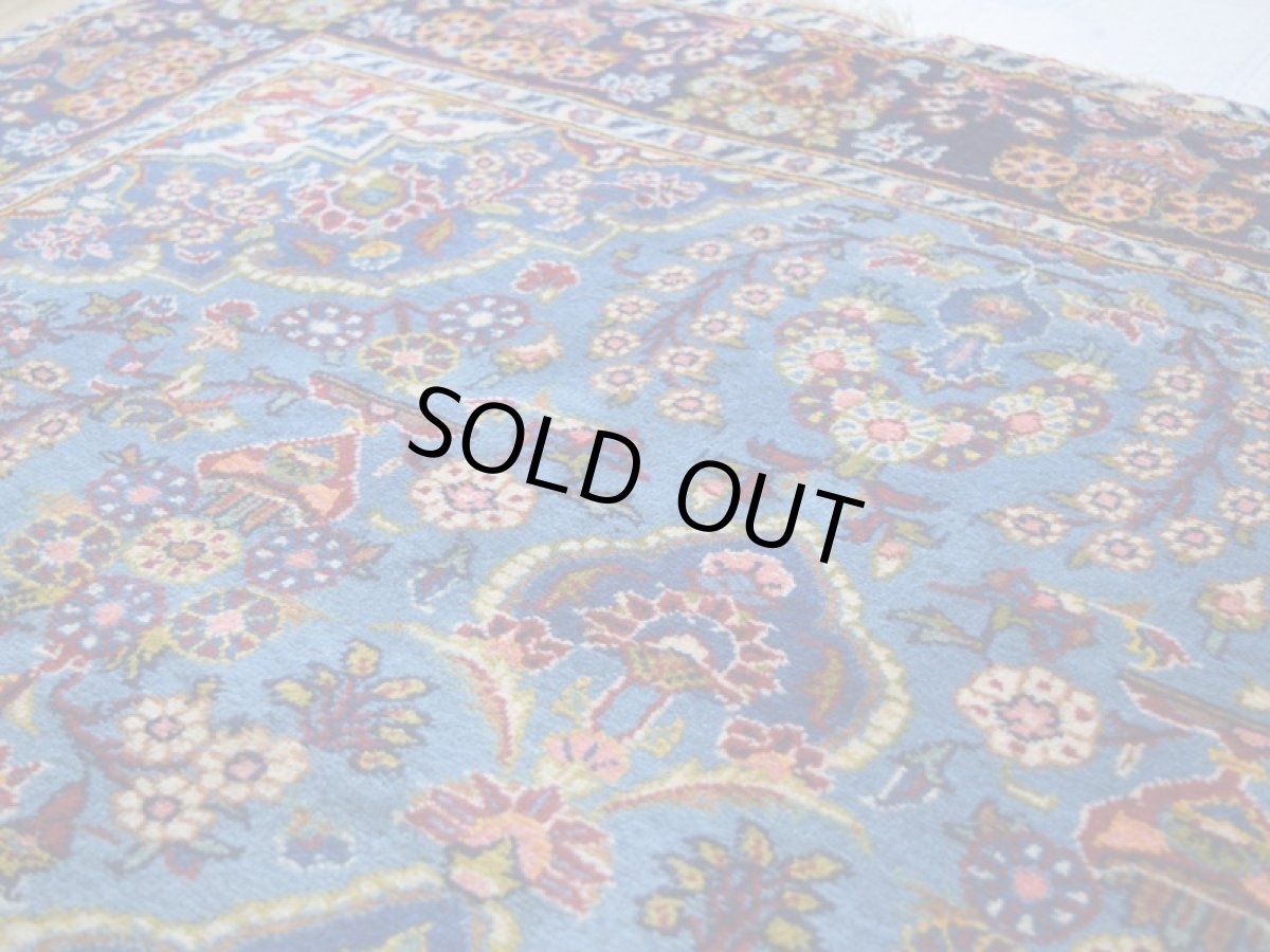 画像11: 良品 ペルシャ 絨毯 ヤズド 縦2.1m 横1.5m 3㎡ 〜3帖 リビング ダイニング 2〜3人掛けソファ センターテーブル サイズ 203 x 149 cm No.E131 天然 肉厚 ウール 手織り トライバル ラグ 敷物 マット カーペット ヴィンテージ ビンテージ  水色 赤 b-e131-203149h024-055 (11)