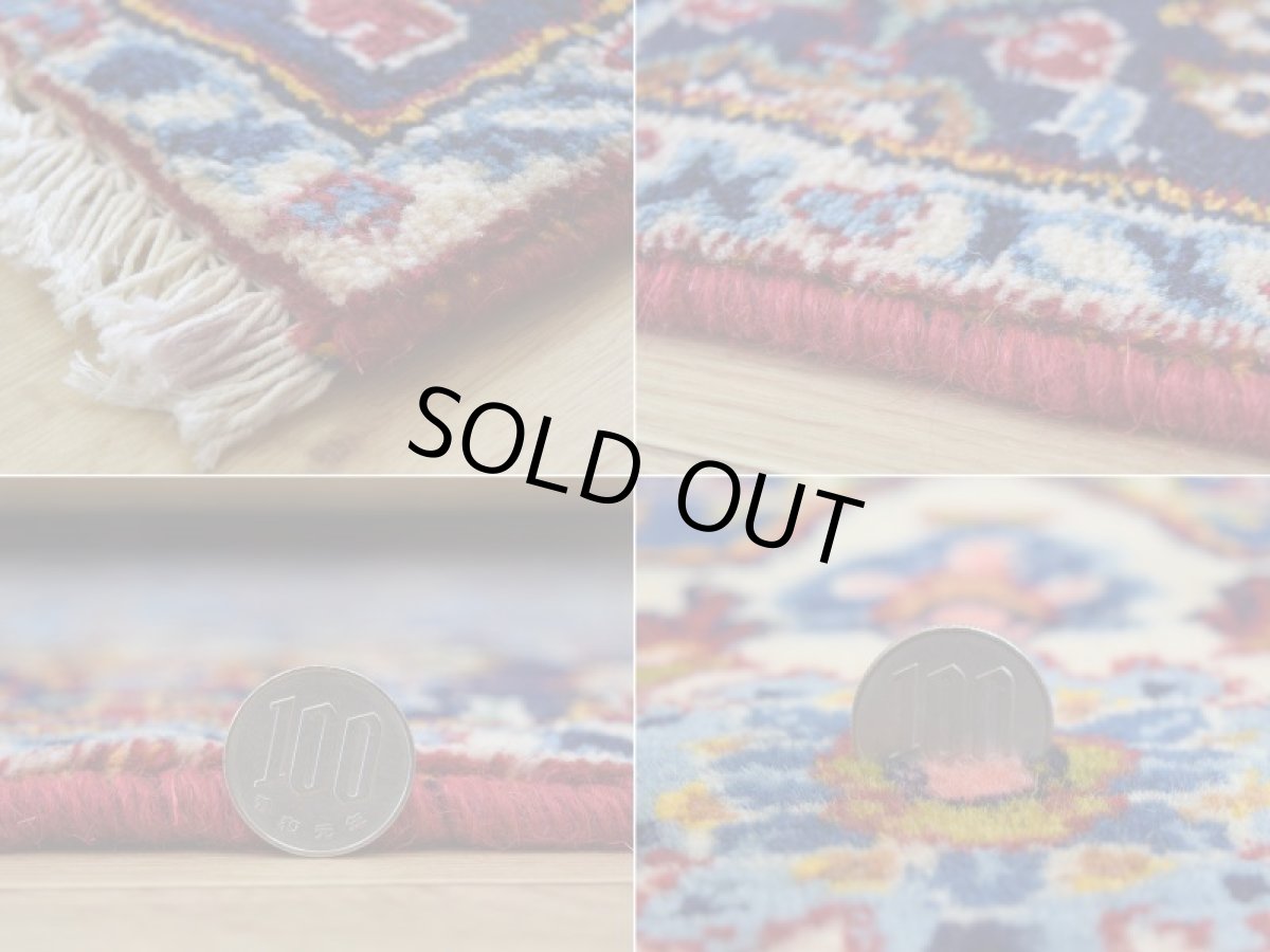 画像20: 良品 ペルシャ 絨毯 ヤズド 縦2.1m 横1.5m 3㎡ 〜3帖 リビング ダイニング 2〜3人掛けソファ センターテーブル サイズ 203 x 149 cm No.E131 天然 肉厚 ウール 手織り トライバル ラグ 敷物 マット カーペット ヴィンテージ ビンテージ  水色 赤 b-e131-203149h024-055 (20)