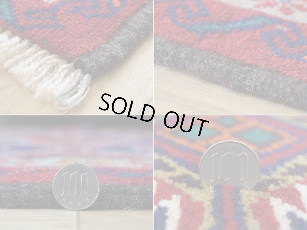 画像20: 新品 ペルシャ 部族絨毯 バルーチ 縦2m 横1.1m 2.2㎡ 〜3帖 リビング ダイニング 2〜3人掛けソファ センターテーブル サイズ 195 x 105 cm No.H13 天然 ウール 手織り トライバル ラグ 敷物 マット カーペット 幾何学模様  ネイビー n-H13-195105h003-004 (20)