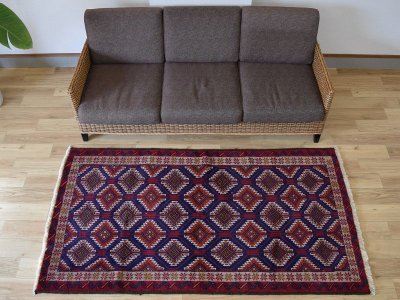 画像1: 新品 ペルシャ 部族絨毯 バルーチ No.P198 - 190 x 104 cm  ガービー 赤エンジ n-p198-190104h251891