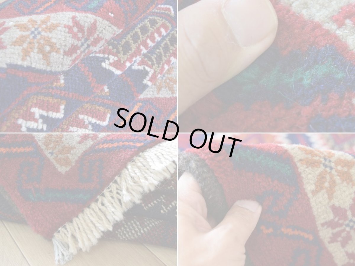 画像19: 新品 ペルシャ 部族絨毯 バルーチ 縦2m 横1.1m 2.2㎡ 〜3帖 リビング ダイニング 2〜3人掛けソファ センターテーブル サイズ 195 x 105 cm No.H13 天然 ウール 手織り トライバル ラグ 敷物 マット カーペット 幾何学模様  ネイビー n-H13-195105h003-004 (19)