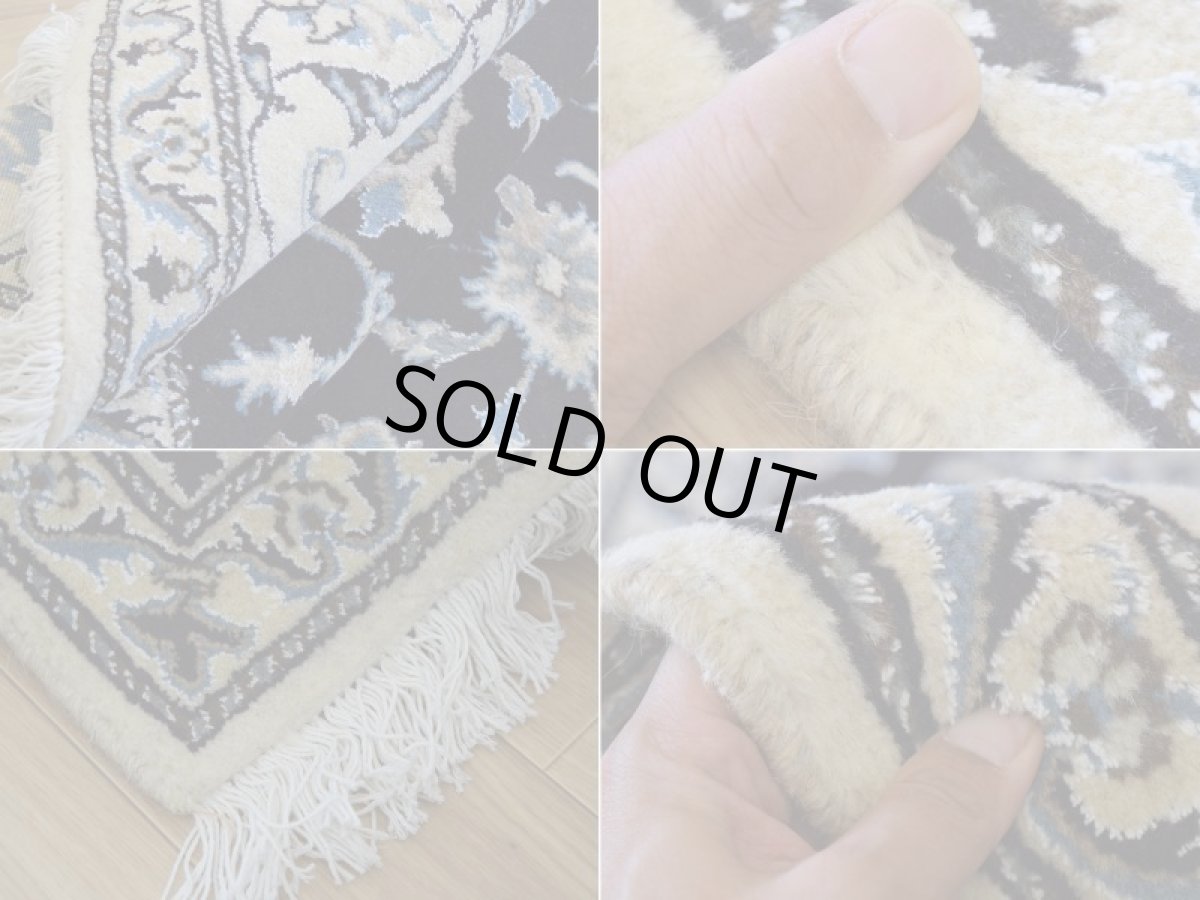 画像18: 新品 ペルシャ 絨毯 タバス 縦2m 横2m 4㎡ 〜3帖 センターテーブル 2人掛けソファ 正方形 スクエア サイズ 200 x 196 cm No.R462 ウール 手織り ラグ ハンドメイド カーペット 敷物 クラシック スタイル クリーム 生成り ダークネイビー nb-r462-200196h053-064 (18)