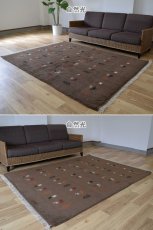 画像4: 新品 ペルシャ ギャッベ 縦2m 横1.5m 3㎡ リビング ダイニング 2-3人掛けソファ サイズ 200 × 151 cm No.R440 肉厚 天然 ウール ギャベ 手織り ハンドメイド ラグ 絨毯 カーペット リビングダイニングルームやベッドサイドに ブラウン 茶 n-r440-200151h051-002 (4)