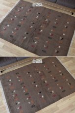 画像5: 新品 ペルシャ ギャッベ 縦2m 横1.5m 3㎡ リビング ダイニング 2-3人掛けソファ サイズ 200 × 151 cm No.R440 肉厚 天然 ウール ギャベ 手織り ハンドメイド ラグ 絨毯 カーペット リビングダイニングルームやベッドサイドに ブラウン 茶 n-r440-200151h051-002 (5)