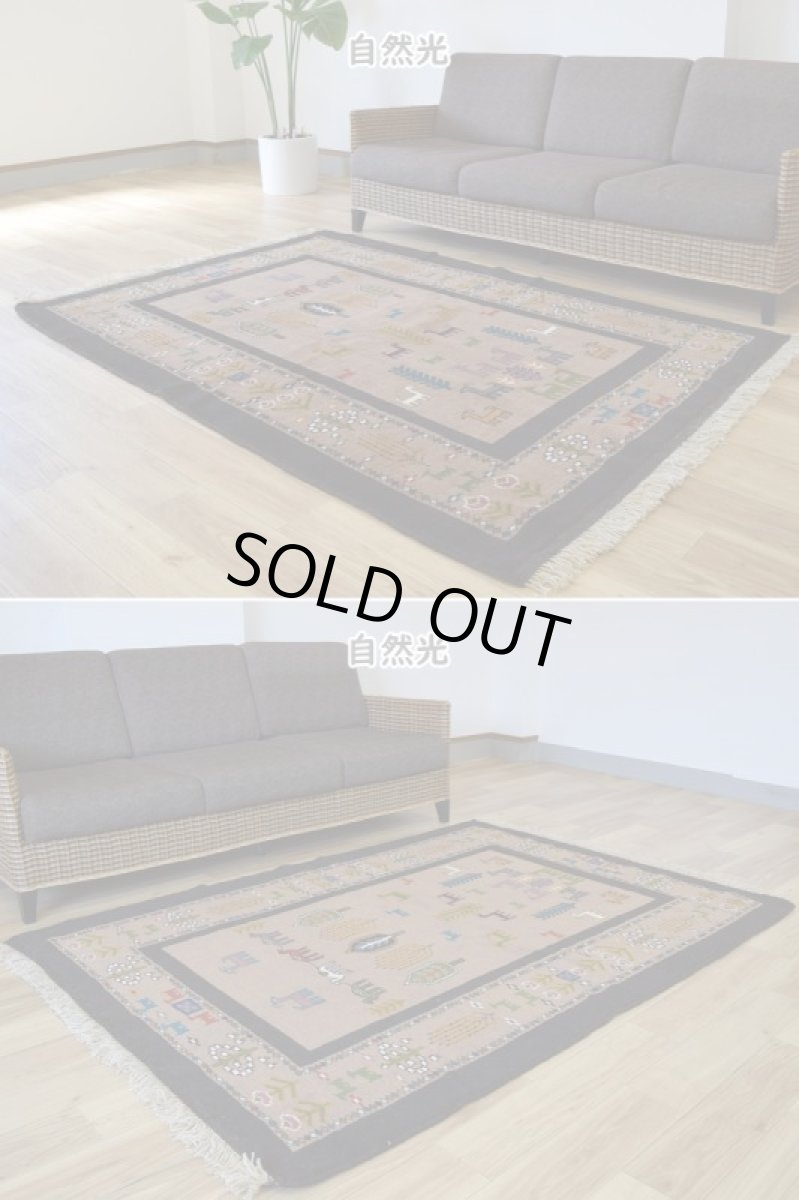画像4: 新品 ペルシャ ギャッベ 縦2m 横1.4m 2.5㎡ リビング ダイニング 2-3人掛けソファ サイズ 188 × 133 cm No.R414 肉厚 天然 ウール ギャベ 手織り ハンドメイド ラグ 絨毯 カーペット リビングダイニングルームやベッドサイドに ブラウン 茶 動物 植物柄 n-r414-188133h031-071 (4)
