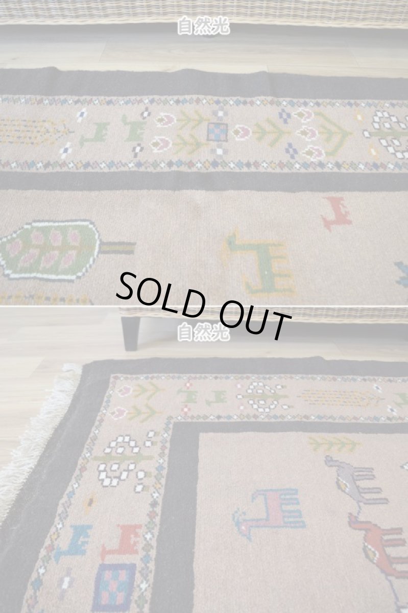 画像6: 新品 ペルシャ ギャッベ 縦2m 横1.4m 2.5㎡ リビング ダイニング 2-3人掛けソファ サイズ 188 × 133 cm No.R414 肉厚 天然 ウール ギャベ 手織り ハンドメイド ラグ 絨毯 カーペット リビングダイニングルームやベッドサイドに ブラウン 茶 動物 植物柄 n-r414-188133h031-071 (6)