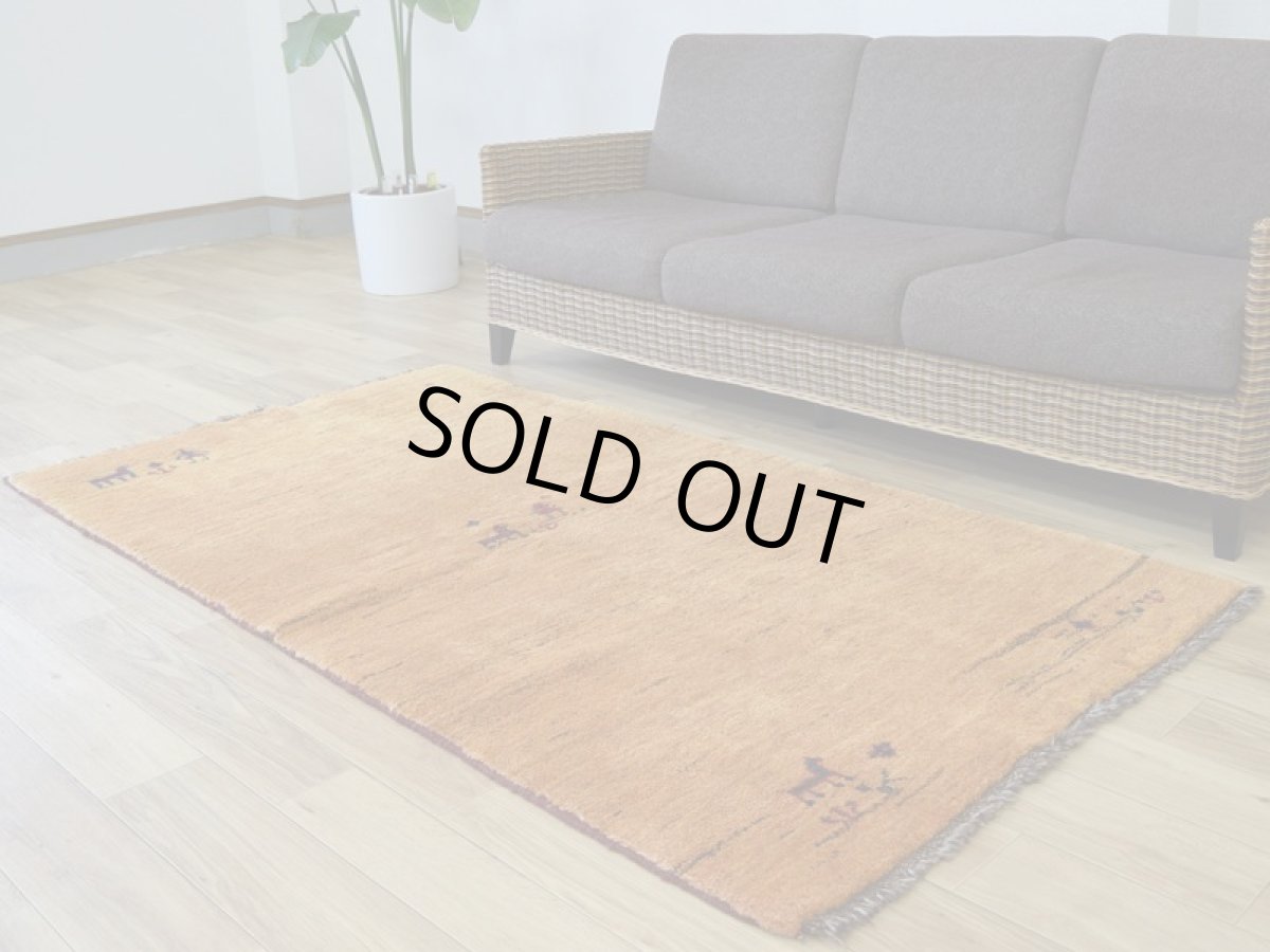 画像2: 新品 ペルシャ ギャッベ 縦2m 横1m 2㎡ 2-3人掛けソファ サイズ 185 × 100 cm No.R457 肉厚 天然 ウール ギャベ 手織り ハンドメイド ラグ 絨毯 カーペット イエロー 黄色 動物柄 n-r457-185100h001-031 (2)