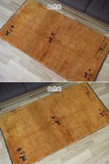 画像6: 新品 ペルシャ ギャッベ 縦2m 横1m 2㎡ 2-3人掛けソファ サイズ 185 × 100 cm No.R457 肉厚 天然 ウール ギャベ 手織り ハンドメイド ラグ 絨毯 カーペット イエロー 黄色 動物柄 n-r457-185100h001-031 (6)