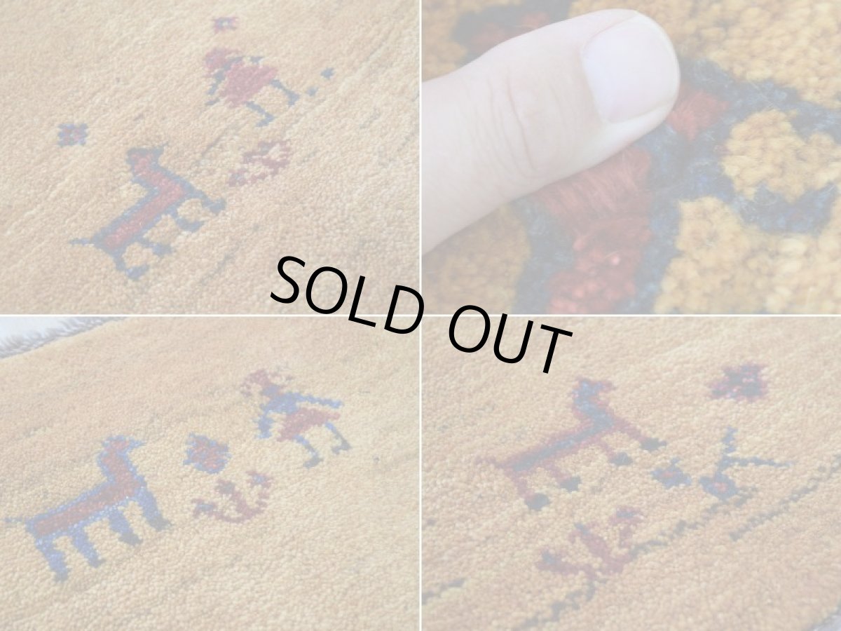 画像17: 新品 ペルシャ ギャッベ 縦2m 横1m 2㎡ 2-3人掛けソファ サイズ 185 × 100 cm No.R457 肉厚 天然 ウール ギャベ 手織り ハンドメイド ラグ 絨毯 カーペット イエロー 黄色 動物柄 n-r457-185100h001-031 (17)