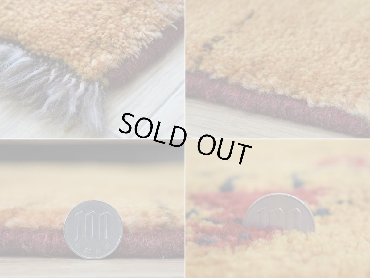 画像20: 新品 ペルシャ ギャッベ 縦2m 横1m 2㎡ 2-3人掛けソファ サイズ 185 × 100 cm No.R457 肉厚 天然 ウール ギャベ 手織り ハンドメイド ラグ 絨毯 カーペット イエロー 黄色 動物柄 n-r457-185100h001-031 (20)