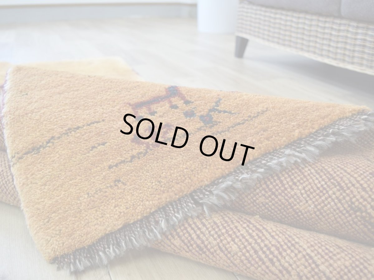 画像15: 新品 ペルシャ ギャッベ 縦2m 横1m 2㎡ 2-3人掛けソファ サイズ 185 × 100 cm No.R457 肉厚 天然 ウール ギャベ 手織り ハンドメイド ラグ 絨毯 カーペット イエロー 黄色 動物柄 n-r457-185100h001-031 (15)