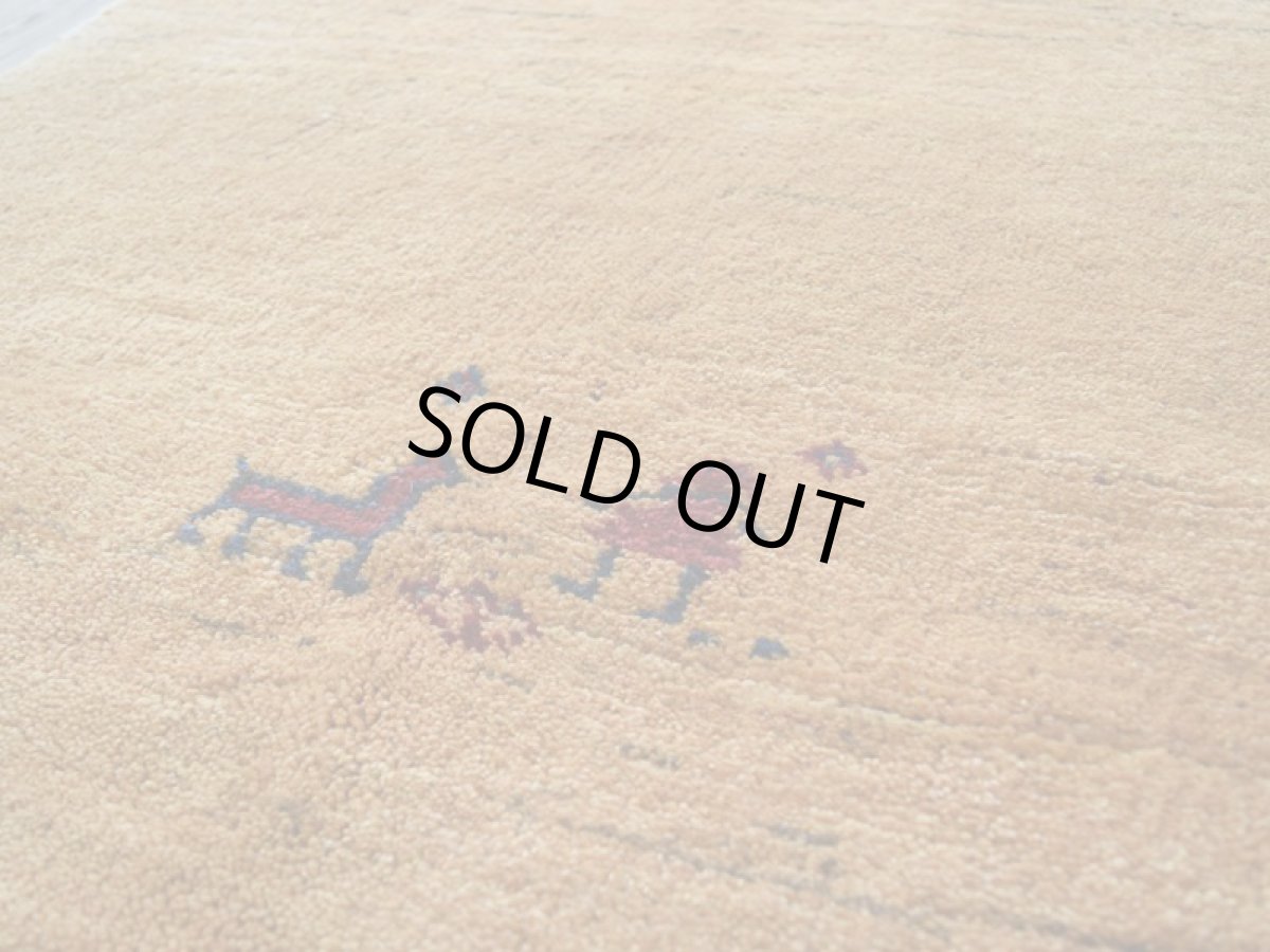 画像11: 新品 ペルシャ ギャッベ 縦2m 横1m 2㎡ 2-3人掛けソファ サイズ 185 × 100 cm No.R457 肉厚 天然 ウール ギャベ 手織り ハンドメイド ラグ 絨毯 カーペット イエロー 黄色 動物柄 n-r457-185100h001-031 (11)