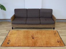 画像1: 新品 ペルシャ ギャッベ 縦2m 横1m 2㎡ 2-3人掛けソファ サイズ 185 × 100 cm No.R457 肉厚 天然 ウール ギャベ 手織り ハンドメイド ラグ 絨毯 カーペット イエロー 黄色 動物柄 n-r457-185100h001-031 (1)